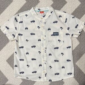 Kids White Shirt with Blue Car Print